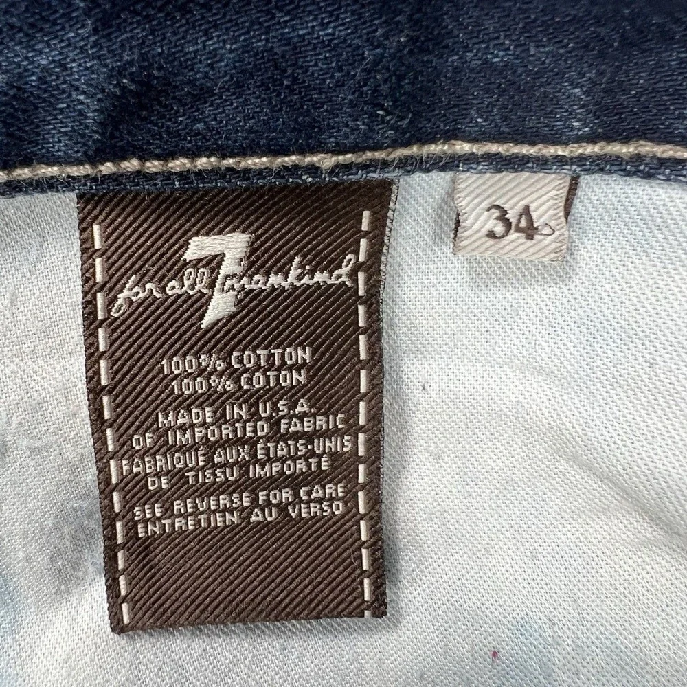 7 For All Mankind Carsen Jeans Men's 34 (Actual 36x28) Blue Straight USA Grunge‎